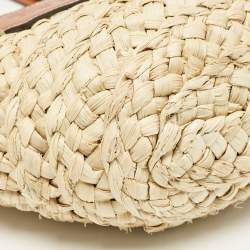 Coach Beige/Brown Raffia and Leather Structured 16 Tote 