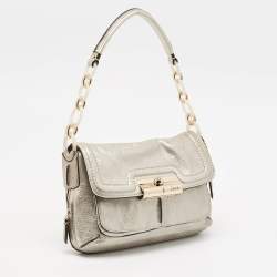 Coach Silver Leather Kristin Flap Shoulder Bag