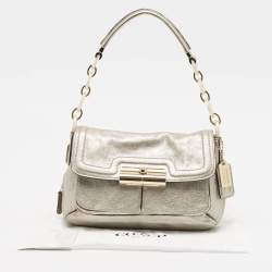 Coach Silver Leather Kristin Flap Shoulder Bag