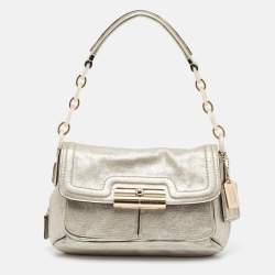 Coach Silver Leather Kristin Flap Shoulder Bag