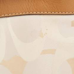Coach Brown/Beige Op Art Signature Fabric and Leather Zoe Hobo