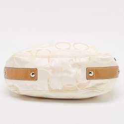 Coach Brown/Beige Op Art Signature Fabric and Leather Zoe Hobo