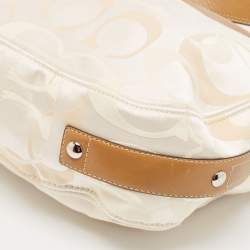 Coach Brown/Beige Op Art Signature Fabric and Leather Zoe Hobo