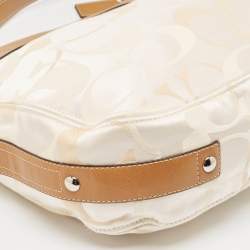 Coach Brown/Beige Op Art Signature Fabric and Leather Zoe Hobo