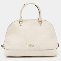 Coach Off White Croc Embossed Leather Sierra Satchel