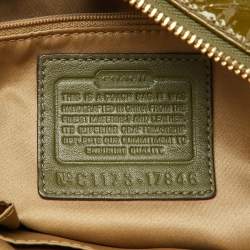 Pre Owned Coach Olive Green Op Art Embossed Patent Leather Madison Satchel