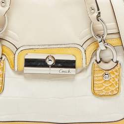 Coach Tricolor Croc Embossed and Leather Kristin Flap Satchel