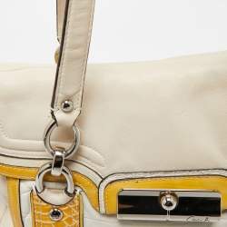 Coach Tricolor Croc Embossed and Leather Kristin Flap Satchel