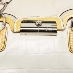 Coach Tricolor Croc Embossed and Leather Kristin Flap Satchel