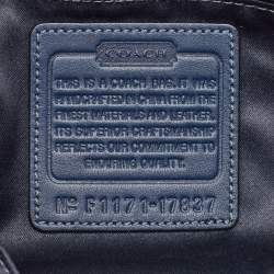 Pre Owned Coach Navy Blue Tweed and Leather Chelsea Turnlock Shoulder Bag