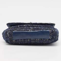Pre Owned Coach Navy Blue Tweed and Leather Chelsea Turnlock Shoulder Bag