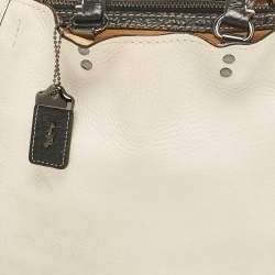 مملوكة مسبقًا Coach White/Black Leather Rogue Tote