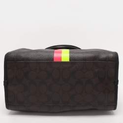Coach Brown/Black Signature Coated Canvas and Leather Carriage Print Satchel