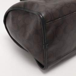 Coach Brown/Black Signature Coated Canvas and Leather Carriage Print Satchel
