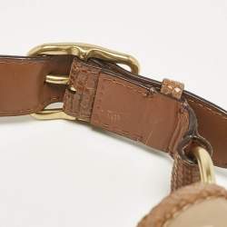 Coach Brown/Beige Signature Fabric and Snakeskin Effect Peyton Hobo