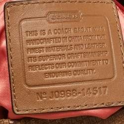 Coach Brown/Beige Signature Fabric and Snakeskin Effect Peyton Hobo