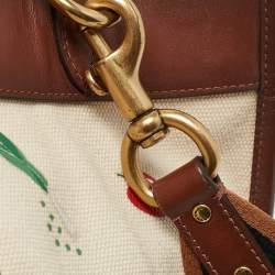 Coach Beige/Cream Canvas and Leather Garden Embroidery Field 30 Tote 