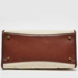 Coach Beige/Cream Canvas and Leather Garden Embroidery Field 30 Tote 