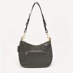 Pre Owned Coach Black Leather Embossed Horse and Carriage Hobo