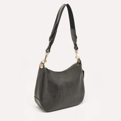 Pre Owned Coach Black Leather Embossed Horse and Carriage Hobo