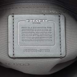 Coach Grey Signature Embossed Leather Turnlock Chain Tote