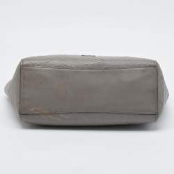 Coach Grey Signature Embossed Leather Turnlock Chain Tote