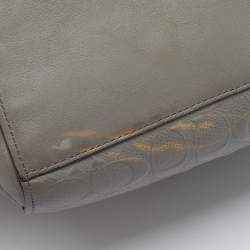 Coach Grey Signature Embossed Leather Turnlock Chain Tote