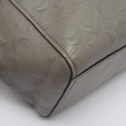 Coach Grey Signature Embossed Leather Turnlock Chain Tote