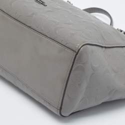 Coach Grey Signature Embossed Leather Turnlock Chain Tote