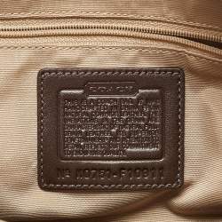 Pre Owned Coach White/Choco Brown Leather Tote