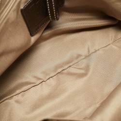 Pre Owned Coach White/Choco Brown Leather Tote