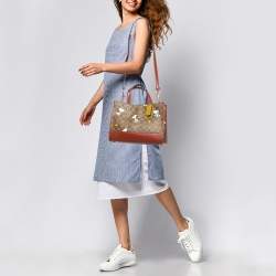 Coach x Peanuts Khaki/Woody Red Snoopy Woodstock Print Coated Canvas Dempsey Carryall Bag