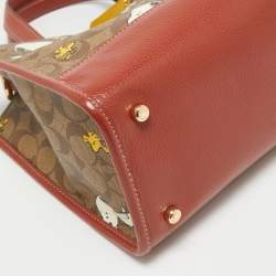 Coach x Peanuts Khaki/Woody Red Snoopy Woodstock Print Coated Canvas Dempsey Carryall Bag