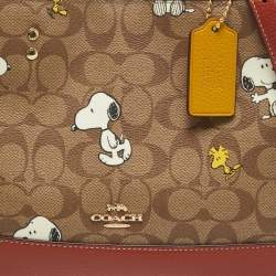 Coach x Peanuts Khaki/Woody Red Snoopy Woodstock Print Coated Canvas Dempsey Carryall Bag