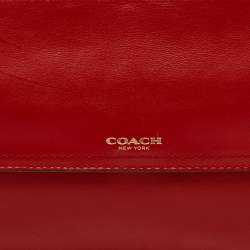 Coach Red Leather Zip Clutch