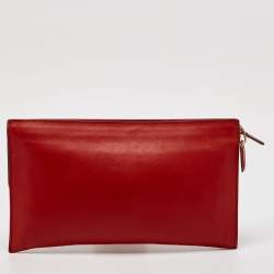 Coach Red Leather Zip Clutch