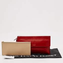 Coach Red Leather Zip Clutch