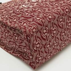 Pre Owned Coach Burgundy/Beige Canvas Rexy Dinosaur Print Shopper Tote