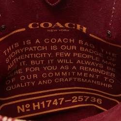 Pre Owned Coach Burgundy/Beige Canvas Rexy Dinosaur Print Shopper Tote