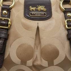 Coach Beige/Brown Signature Canvas and Lizard Embossed Leather Madison Juliette Satchel