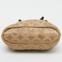Coach Beige/Brown Signature Canvas and Lizard Embossed Leather Madison Juliette Satchel