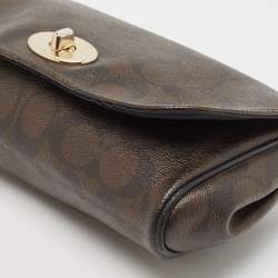 Coach Brown Signature Coated Canvas and Leather Mini Ruby Crossbody Bag