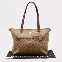 Coach Beige/Brown Signature Coated Canvas and Leather Gallery Tote