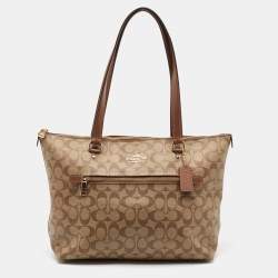 Coach Beige/Brown Signature Coated Canvas and Leather Gallery Tote