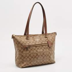 Coach Beige/Brown Signature Coated Canvas and Leather Gallery Tote