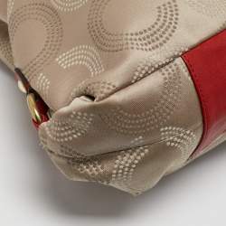 Coach Red/Beige Signature Fabric and Leather Ashley Shoulder Bag