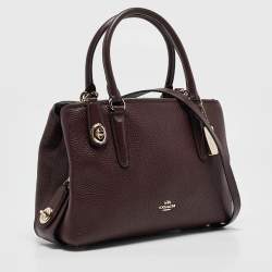 Pre Owned Coach Burgundy Leather Brooklyn Carryall Satchel
