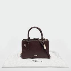 Pre Owned Coach Burgundy Leather Brooklyn Carryall Satchel