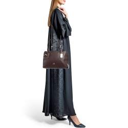Pre Owned Coach Burgundy Leather Brooklyn Carryall Satchel