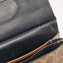 Coach Purple/Beige Signature Coated Canvas and Leather Willis Top Handle Bag